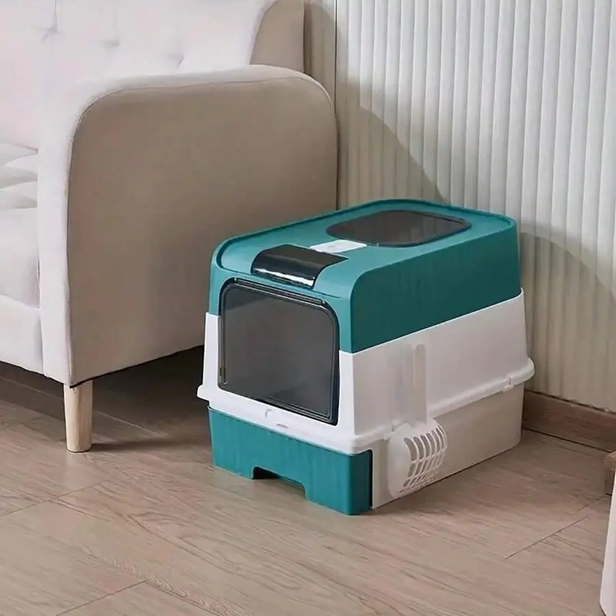 Sanitario arenero cerrado con salida superior 47x34,5x36,5cm (Verde)