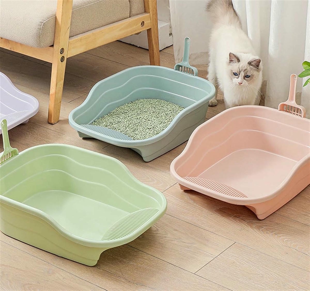 Sanitario bandeja con escalón arenero alto + pala 47x39x11cm. (Varios colores)