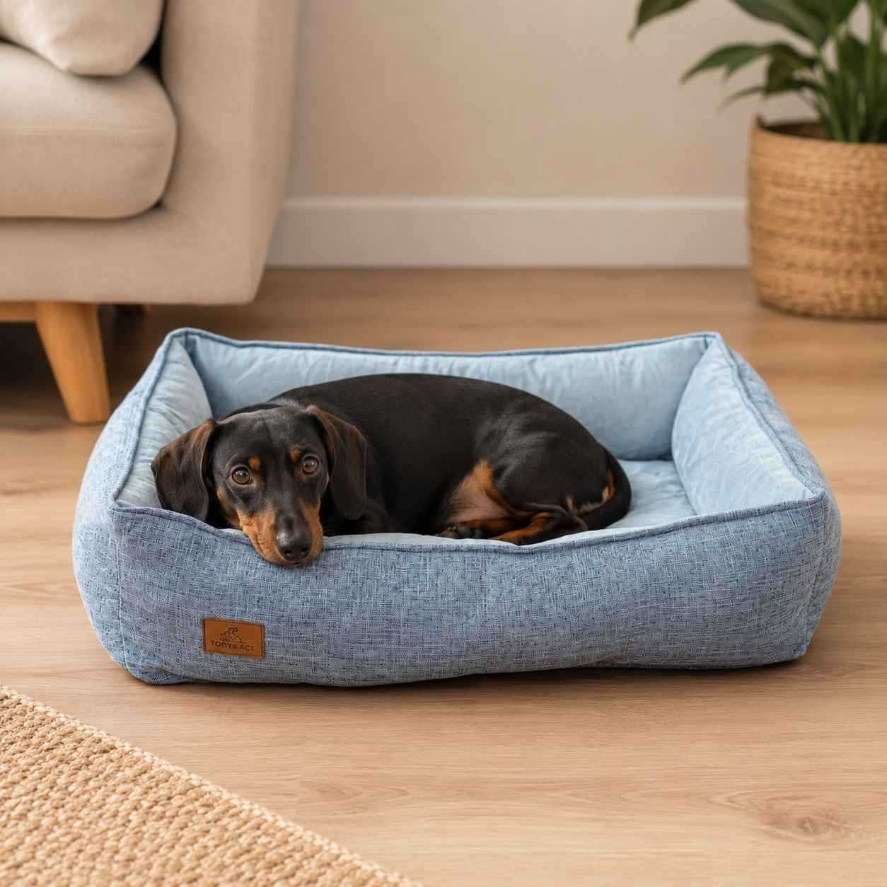Cama M premium. Con colchón ortopédico, impermeable. Toby & Ace. 86x60x20cm