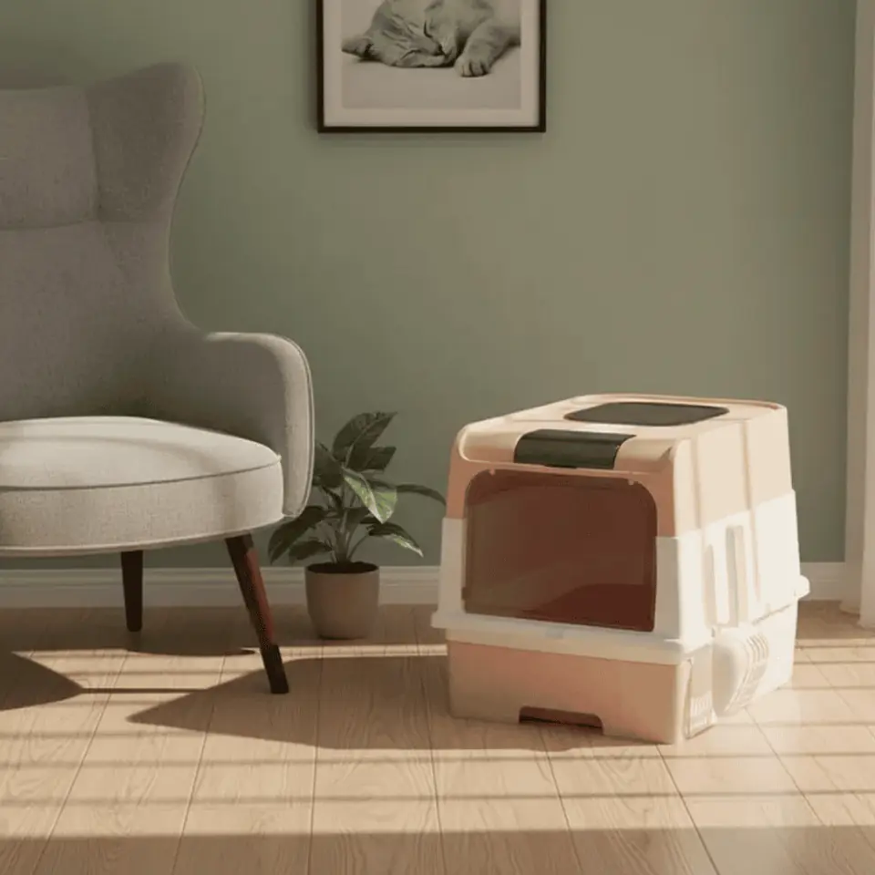 Sanitario arenero cerrado con salida superior 47x34,5x36,5cm. (Rosa)