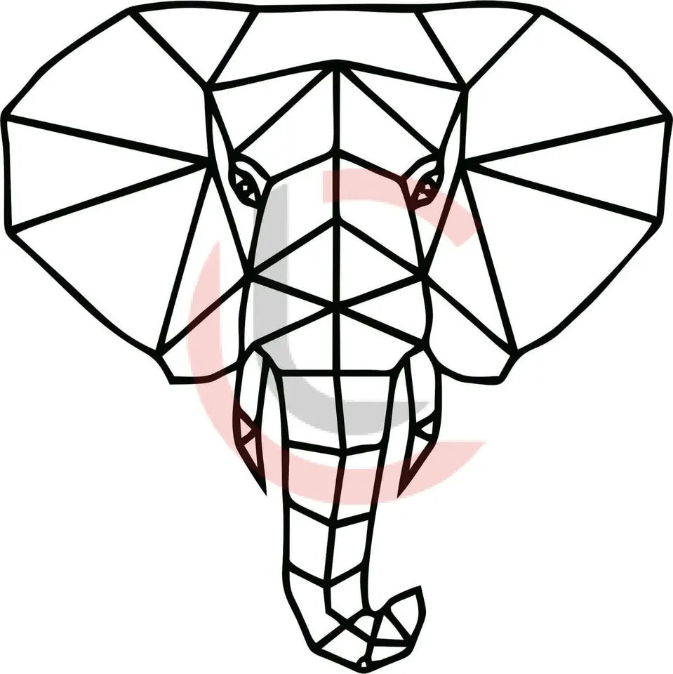 Cuadro cabeza de elefante geométrica
