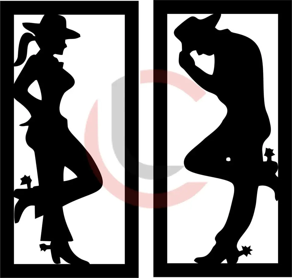 Cuadro díptico pareja de cowboy