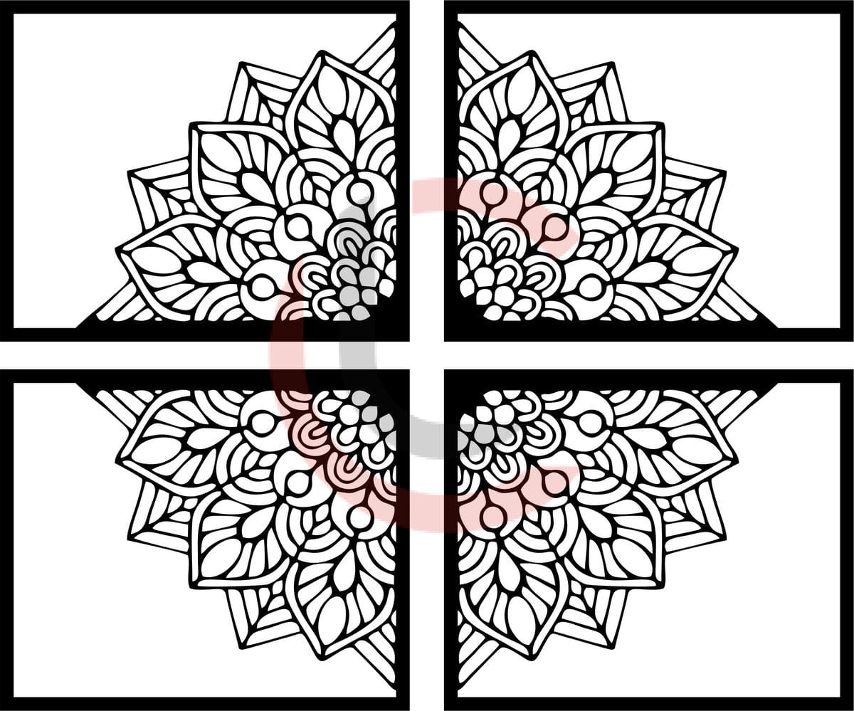 Cuadro mandala cuatro partes