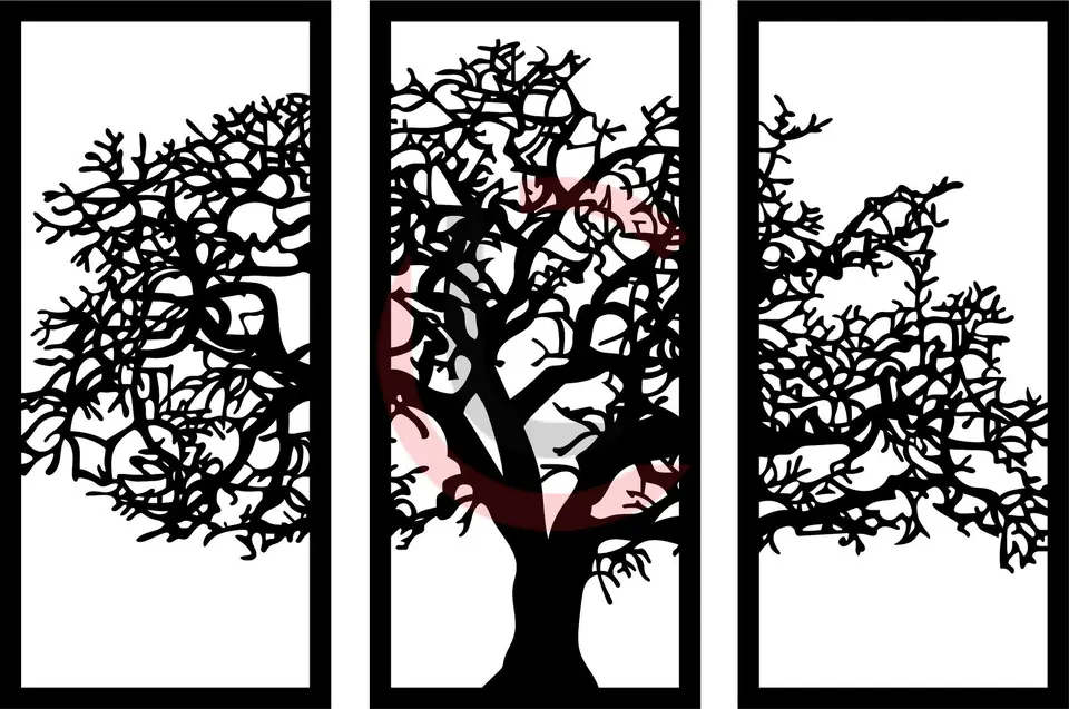 Cuadro tríptico árbol