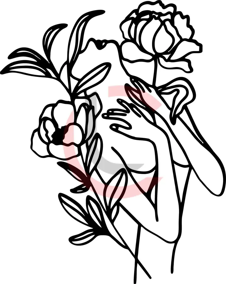 Cuadro mujer con flores