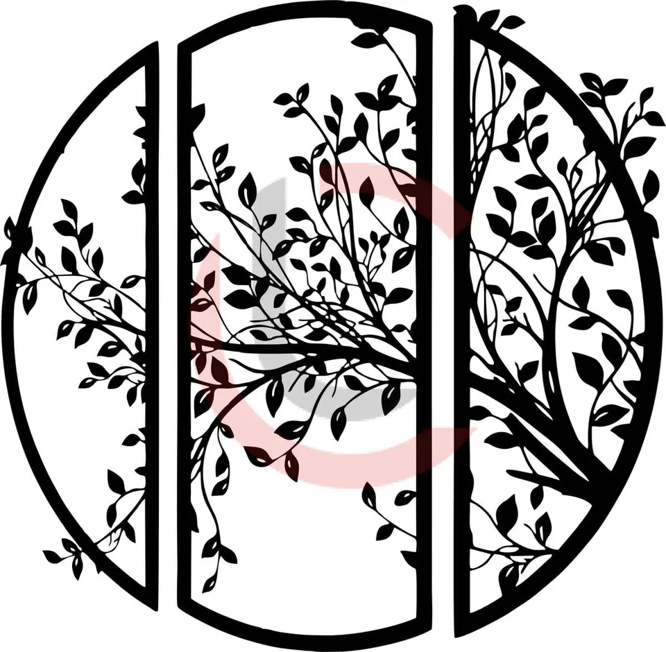 Cuadro tríptico circular árbol de la vida