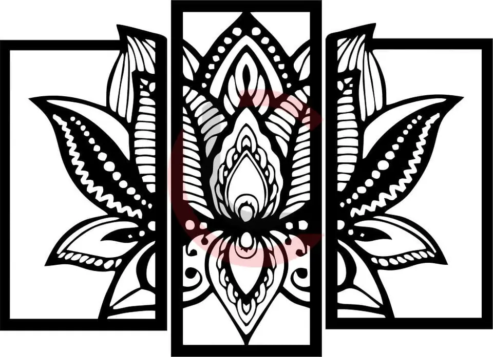 Cuadro tríptico flor de loto