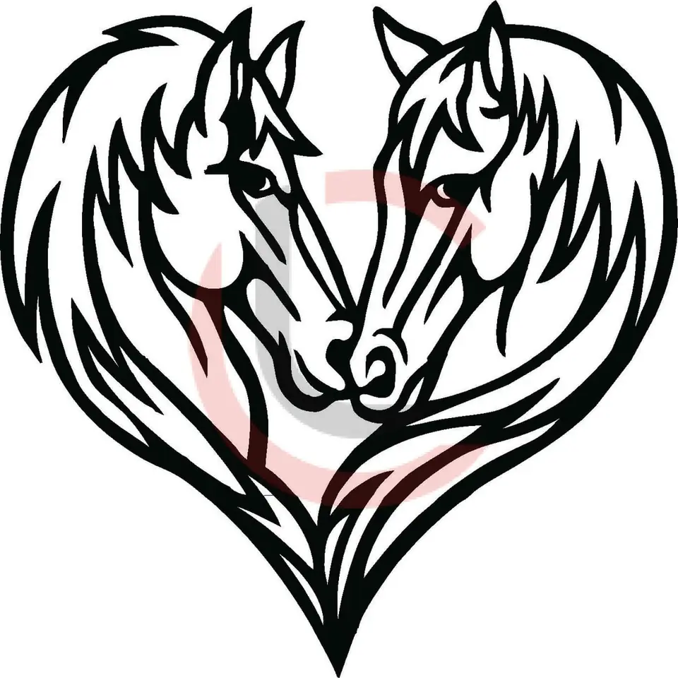 Cuadro caballos forma de corazón