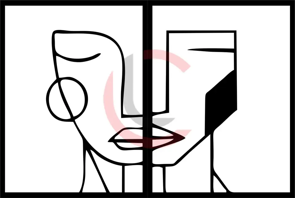 Cuadro díptico rostro abstracto