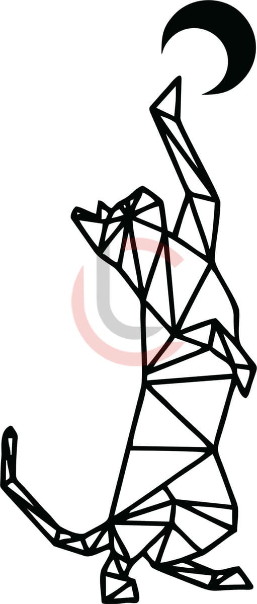 Cuadro gato geométrico 4 con luna
