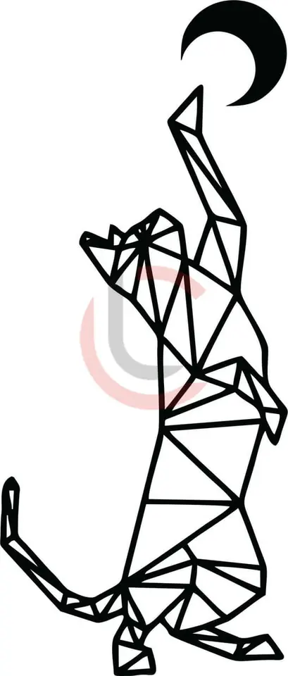 Cuadro gato geométrico 4 con luna