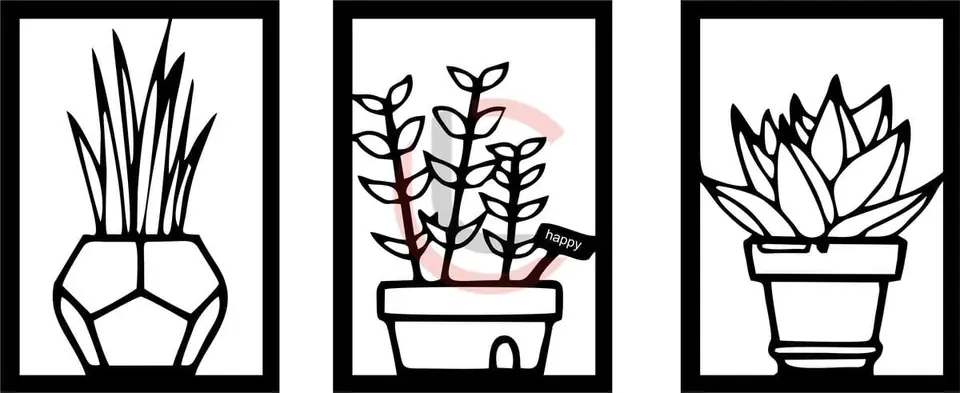 Cuadro tríptico plantas