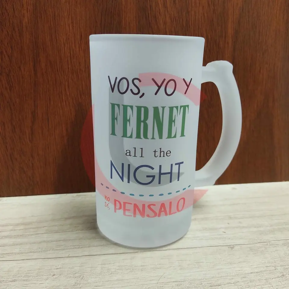 Jarra cervecera/fernet esmerilada sublimada