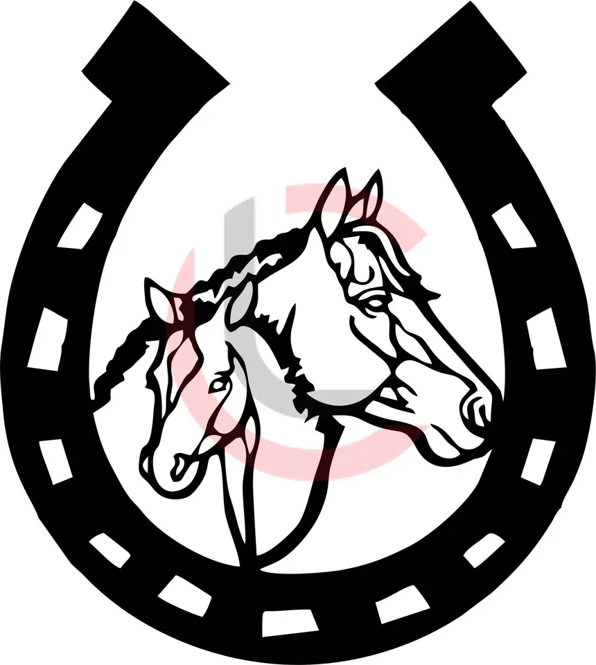 Cuadro herradura caballo y potrillo