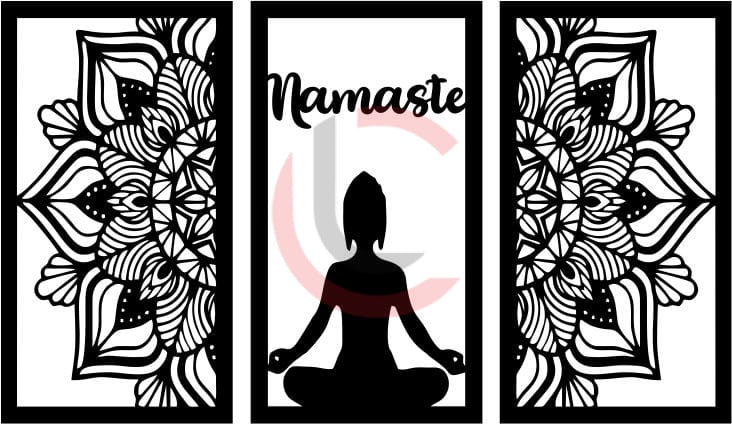 Cuadro tríptico Namasté con mandala