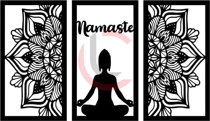 Cuadro tríptico Namasté con mandala