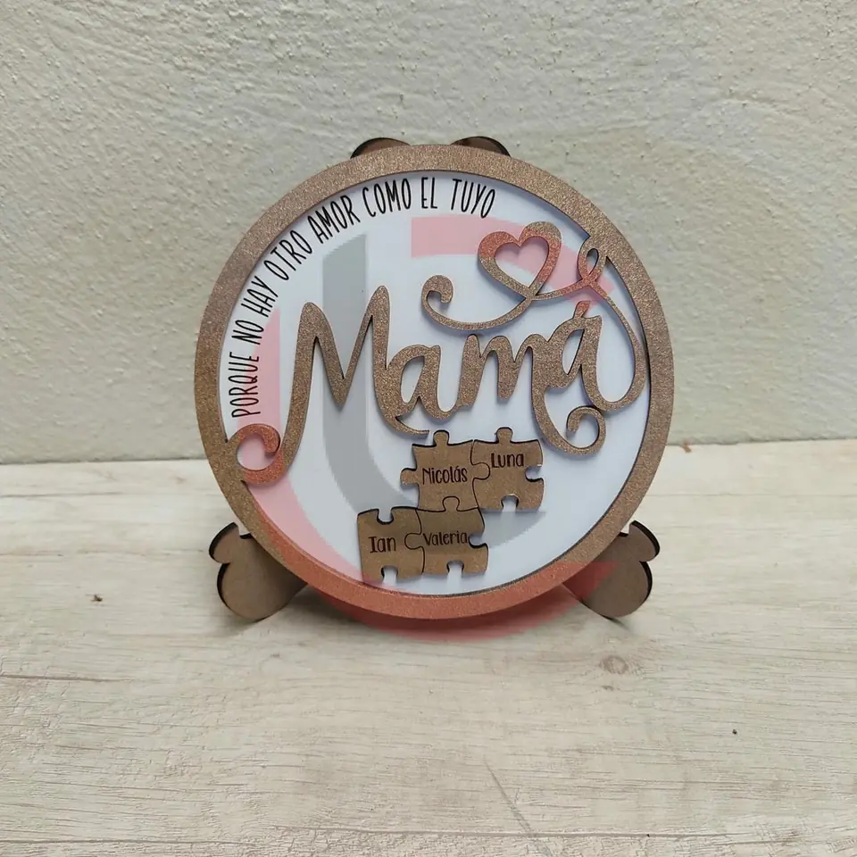 Cuadrito circular con soporte y puzzle