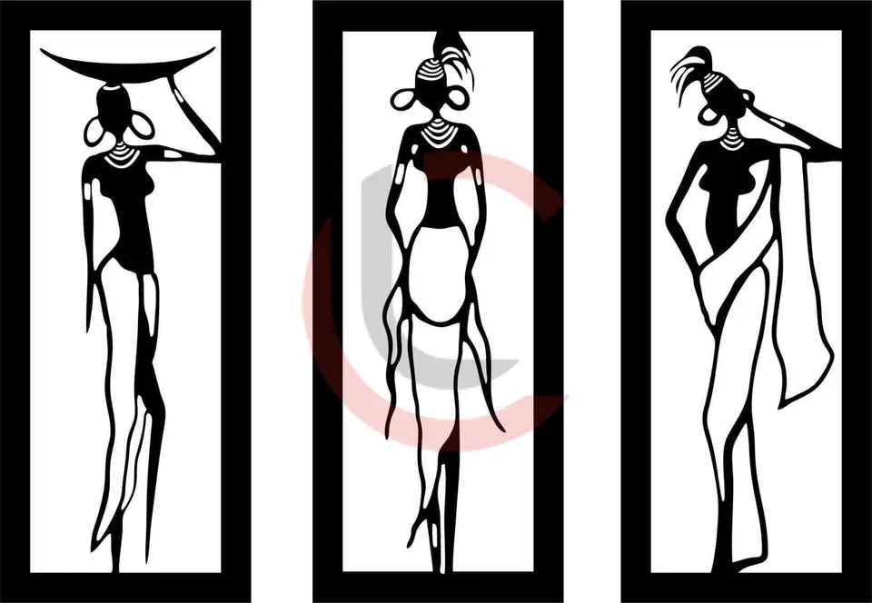 Cuadro tríptico mujeres africanas 2