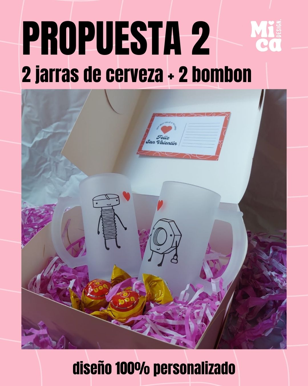 PROPUESTA 2 - SAN VALENTIN - 2 JARRAS + 2 BOMBONES