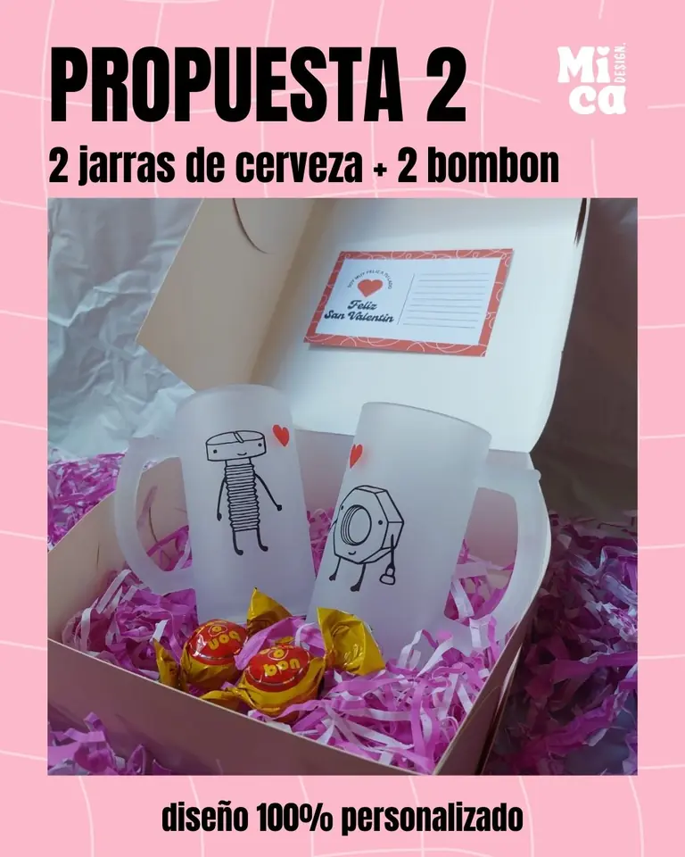 PROPUESTA 2 - SAN VALENTIN - 2 JARRAS + 2 BOMBONES