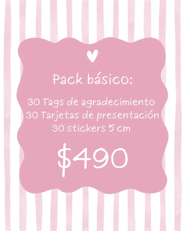 PACK BÁSICOS ( 30 TAGS + 30 TARJETAS + 30 STICKERS 5 cm)