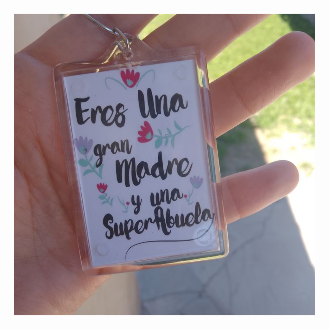 LLAVERO DE ACRILICO DÍA DE LA MADRE + TARJETA