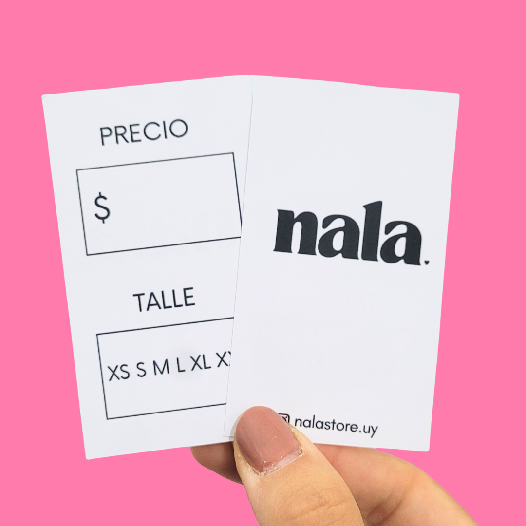 Etiqueta para colgar en ropa doble faz