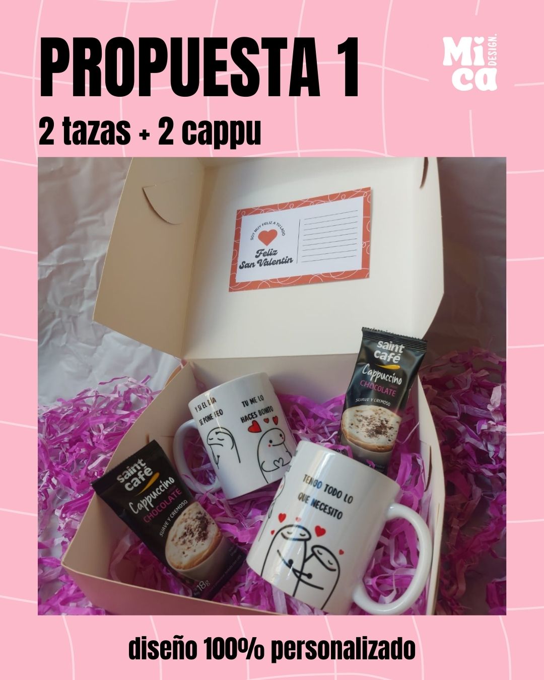 PROPUESTA 1 - SAN VALENTIN - 2 TAZAS + 2 CAPPU