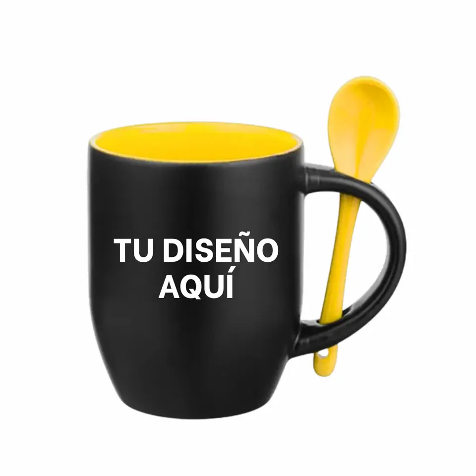 TAZA MÁGICA CON INTERIOR Y CUCHARA DE COLOR