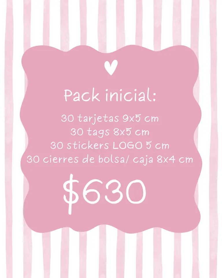PACK INICIAL (30 TARJETAS + 30 TAGS + 30 STICKERS + 30 CIERRES DE BOLSA/CAJA)