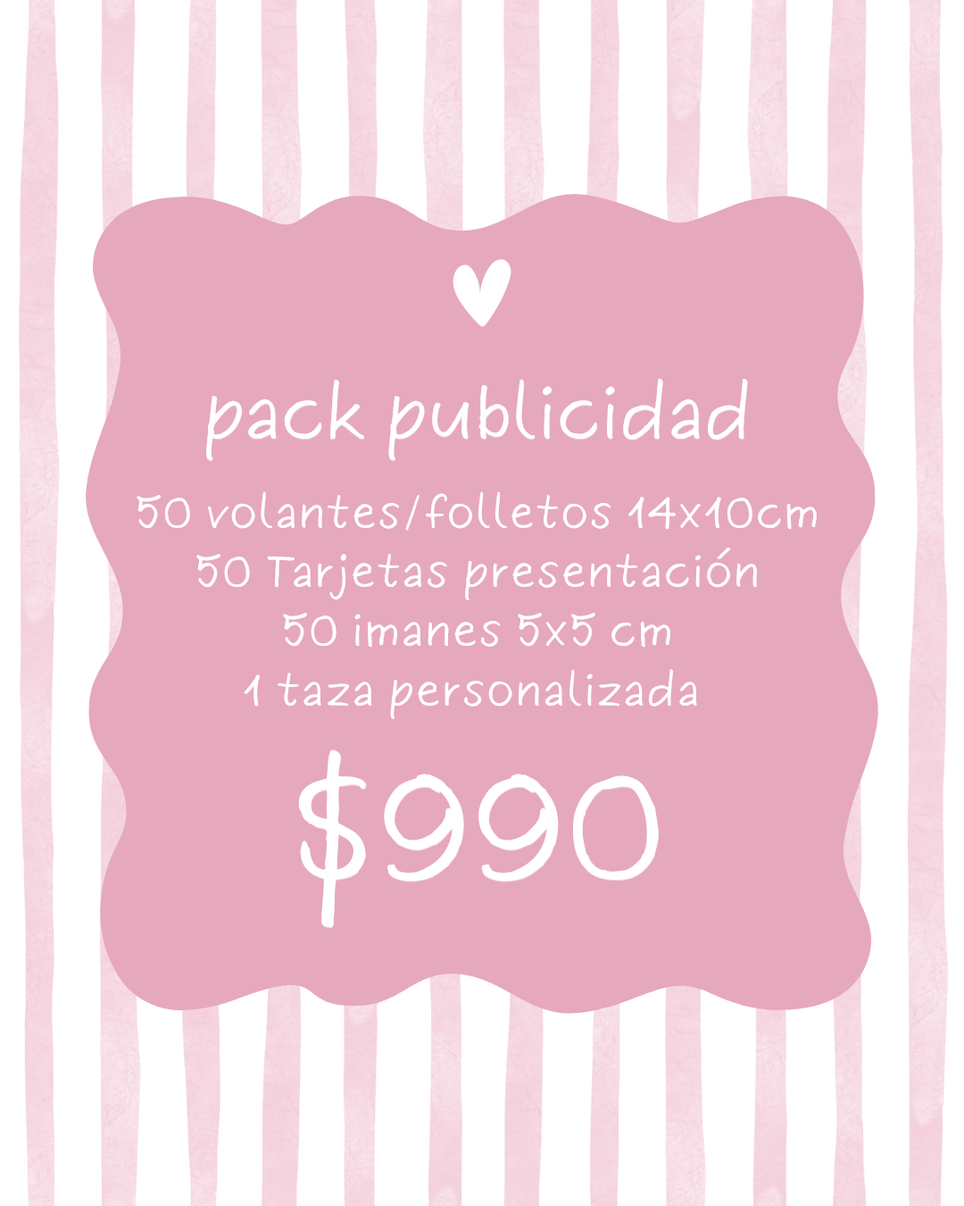 PACK PUBLICIDAD ( 50 VOLANTES/FOLLETOS + 50 TARJETAS + 50 IMANES 5x5 cm + 1 TAZA )