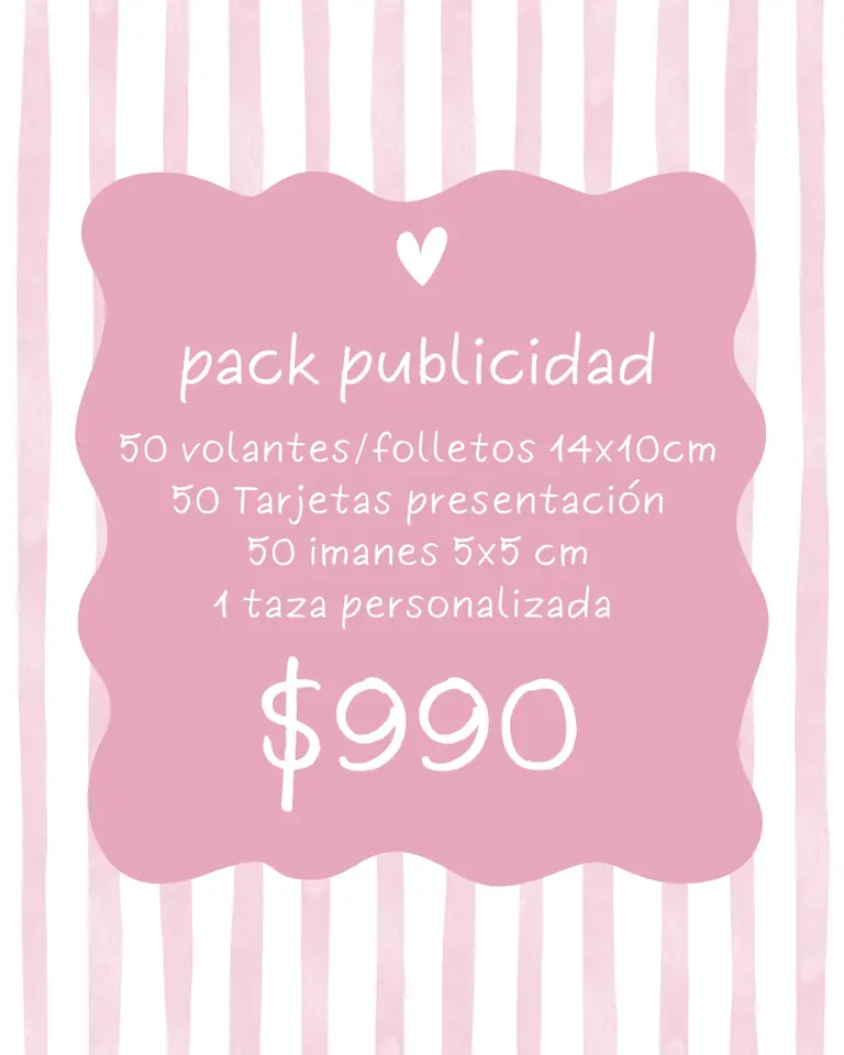 PACK PUBLICIDAD ( 50 VOLANTES/FOLLETOS + 50 TARJETAS + 50 IMANES 5x5 cm + 1 TAZA )