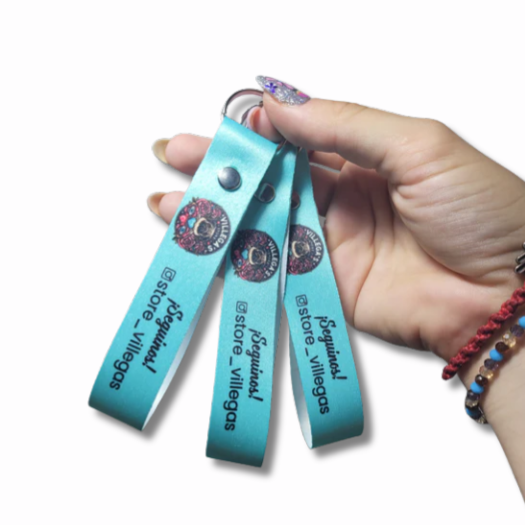 LLAVEROS DE CINTA PERSONALIZADOS C/ARO