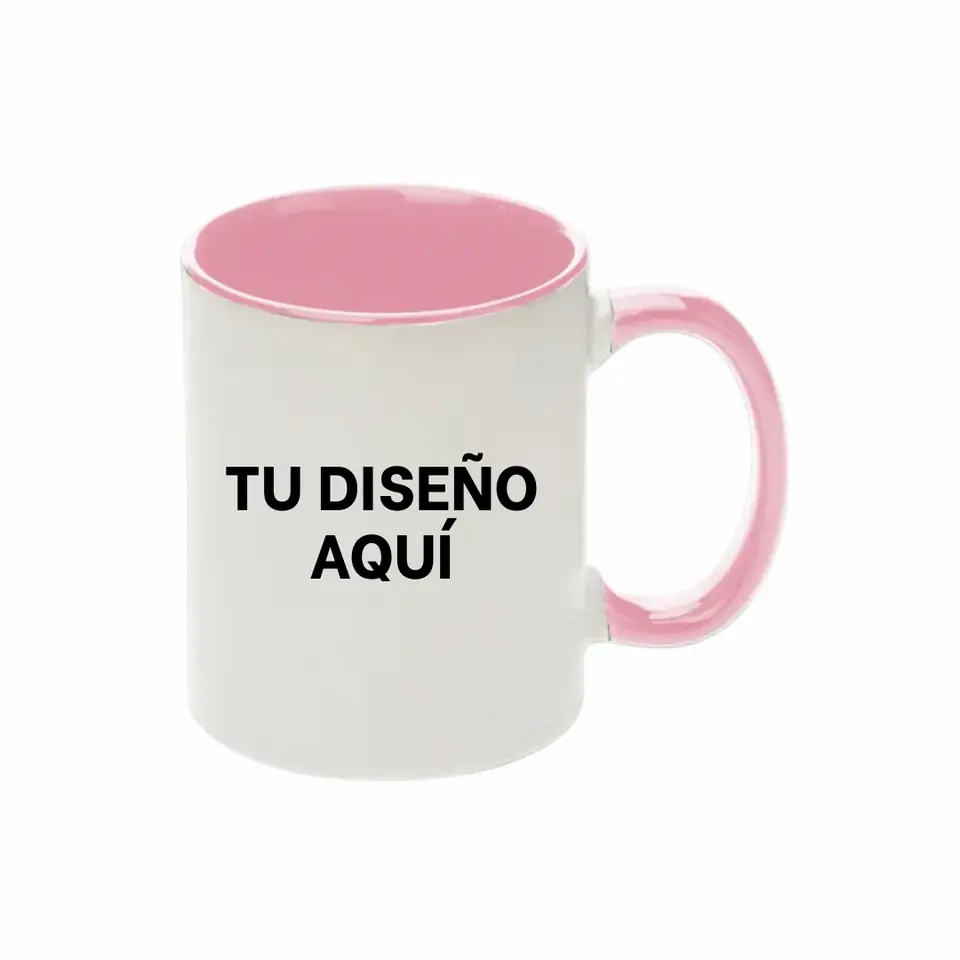 TAZA BLANCA CON INTERIOR Y ASA A COLOR