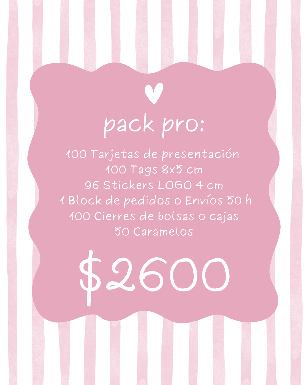 PACK PRO (100 TARJETAS + 100 TAGS + 96 STICKERS 4 cm + 1 BLOC DE 50 h + 100 CIERRES DE BOLSA/CAJA + 50 CARAMELOS)