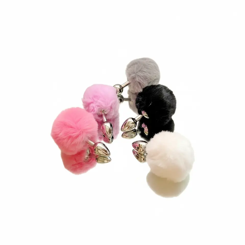 PLUG ANAL POM POM NEGRO-ROJO-BLANCO