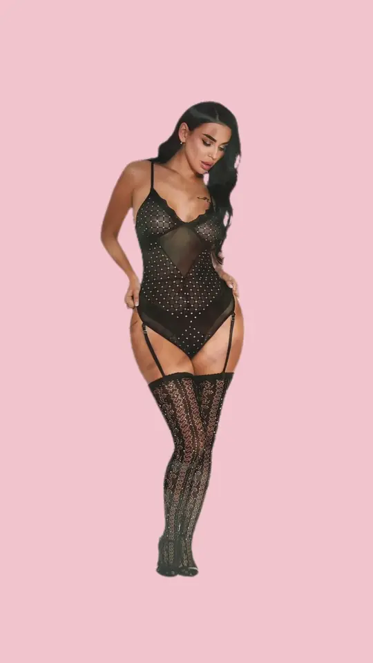 BODY TUL CON BRILLOS Y PORTA LIGAS