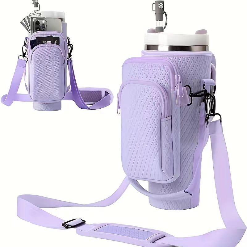Bandolera Para Jarro Térmico tipo Quencher Texturada- 1.2lts Lila