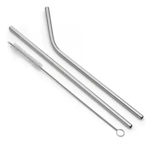 Kit Sorbito Pajitas + Limpiador (3 Pcs) Acero 6mm - No Plastico