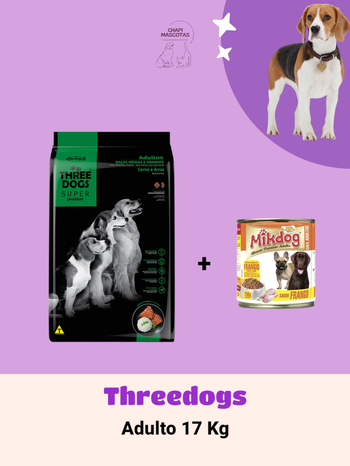 THREEDOG SUPER PREMIUM MED/GRANDE 15+2 KG