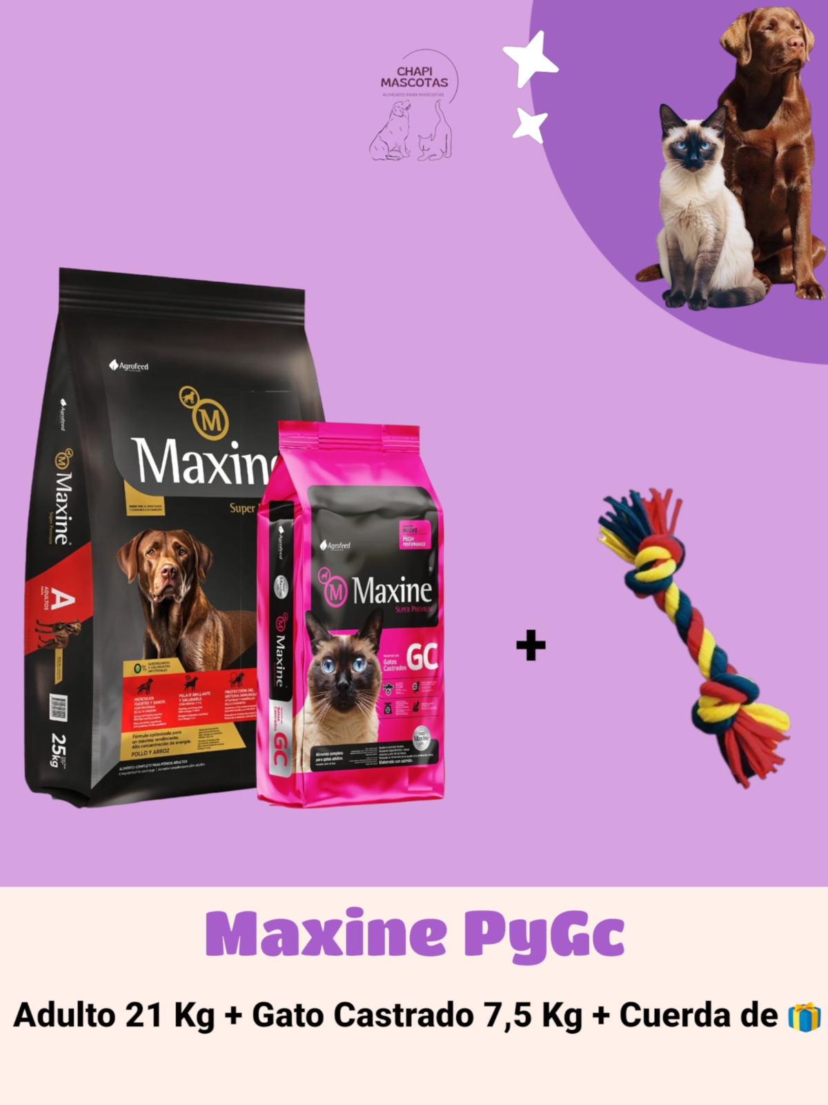 MAXINE PERRO Y GATO CASTRADO 21 + 7,5 KG + CUERDA DE 🎁