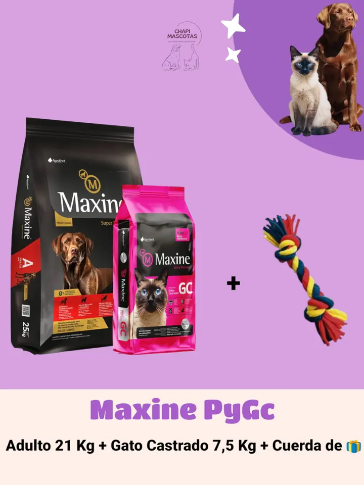 MAXINE PERRO Y GATO CASTRADO 21 + 7,5 KG + CUERDA DE 🎁
