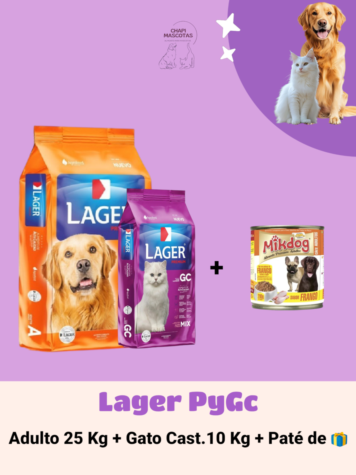 LAGER 25 KG + GATO CASTRADO 10 KG