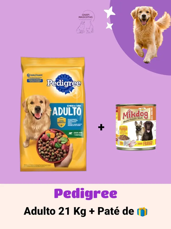 PEDIGREE ADULTO 21 KG + PATÉ DE 🎁