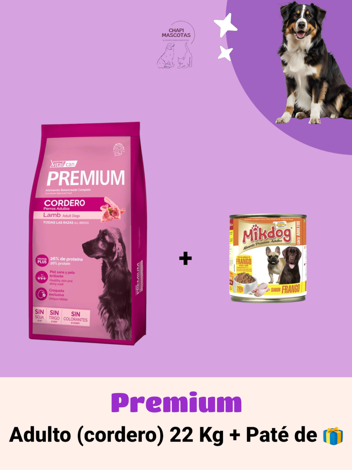 PREMIUM CORDERO 22 KG + PATÉ DE 🎁