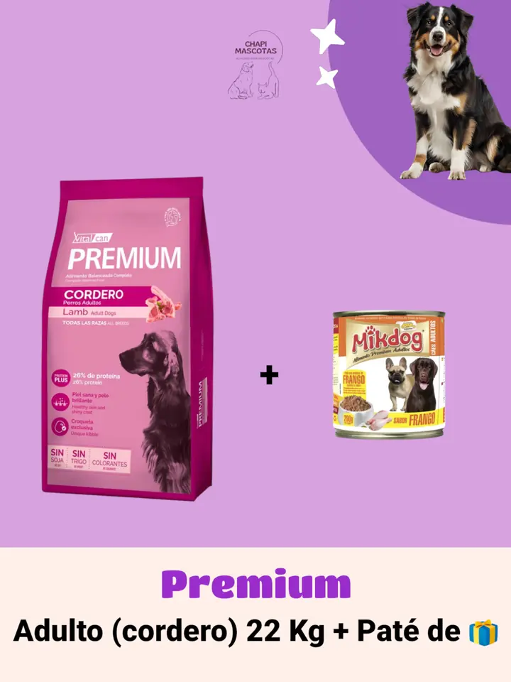 PREMIUM CORDERO 22 KG + PATÉ DE 🎁