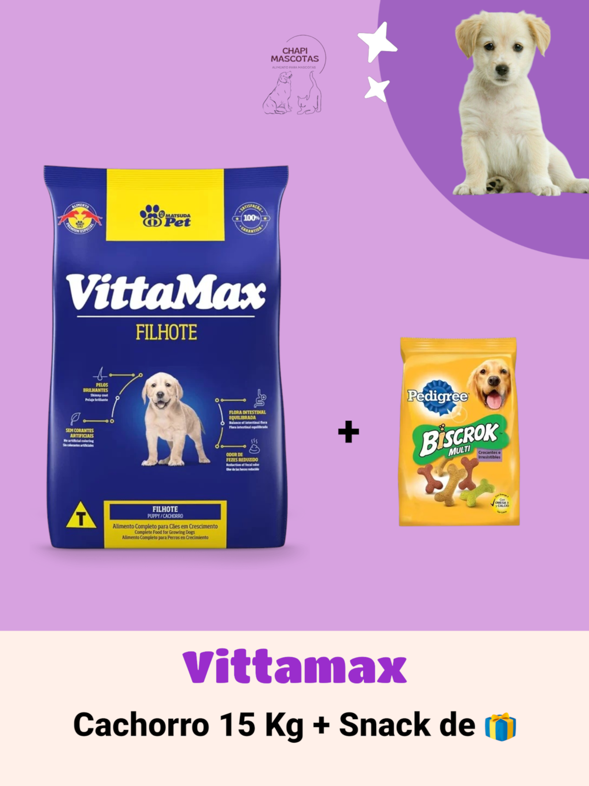 VITTAMAX CACHORRO 15 KG + SNACK 🎁