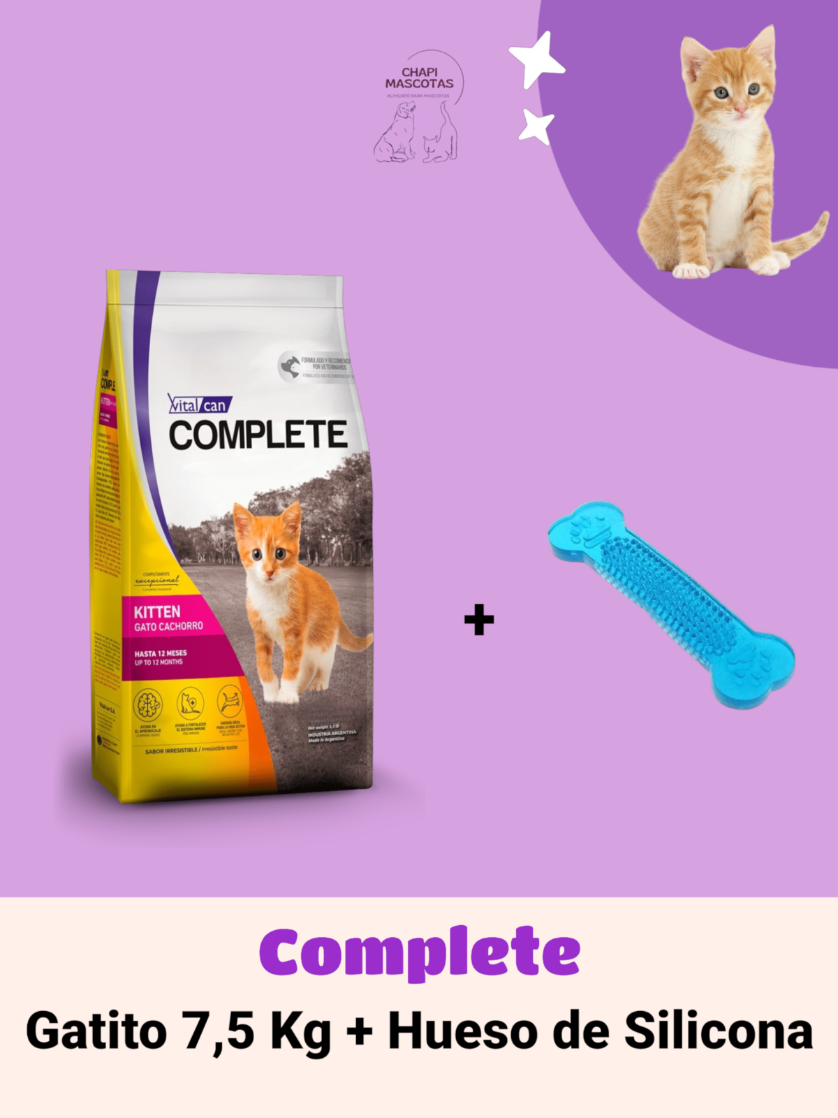 COMPLETE GATITO 7.5 KG + HUESO DE GOMA 🎁
