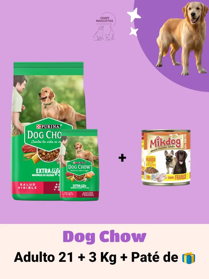 DOG CHOW 21+3 KG + PATÉ DE 🎁