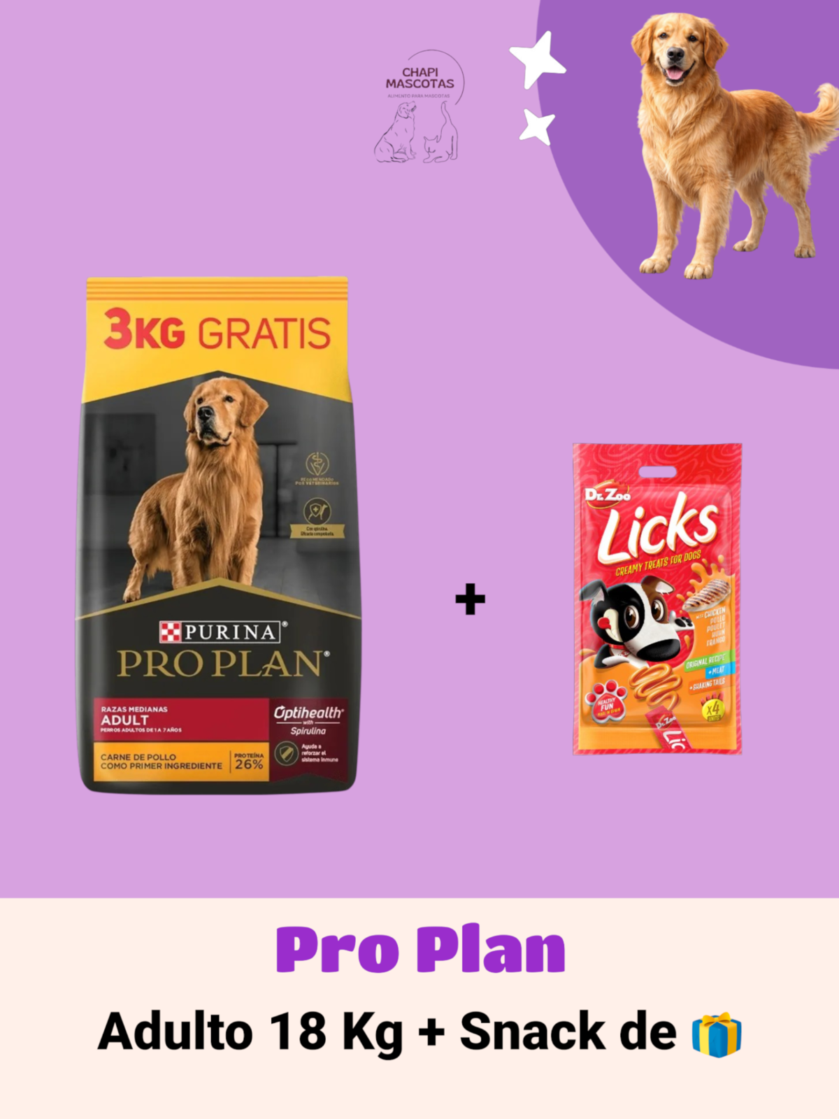 PRO PLAN ADULTO 18 KG + SNACK DE 🎁